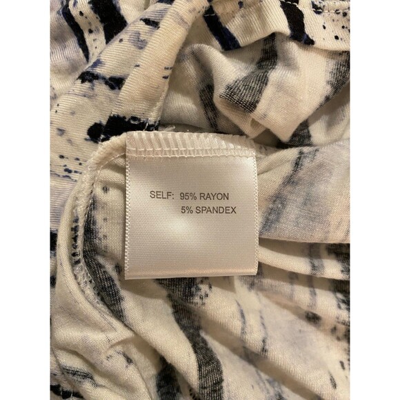 Womens Blouse ? Medium Navy Pattern Top Cold Shoulder + Stretch Short Sleeve - Picture 7 of 9